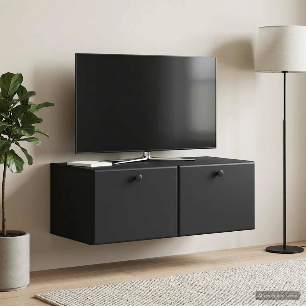 TV staliukas Sieninė TV spintelė 78,5 x 41 x 30 cm Juoda Apdirbta mediena