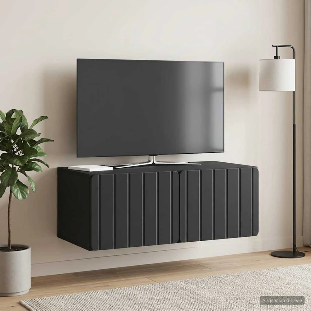 TV staliukas Sieninė TV spintelė 78,5 x 41 x 30 cm Juoda Apdirbta mediena