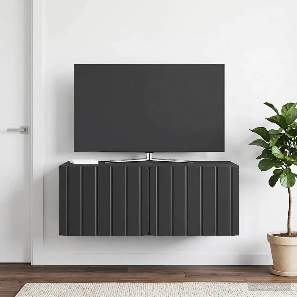 TV staliukas Sieninė TV spintelė 78,5 x 41 x 30 cm Juoda Apdirbta mediena