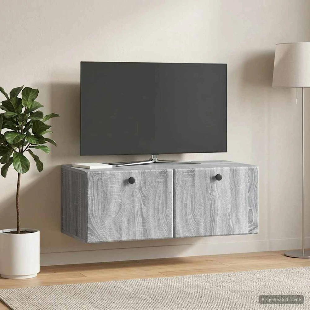 TV staliukas Sieninė TV spintelė 78,5 x 41 x 30 cm Pilka Sonoma