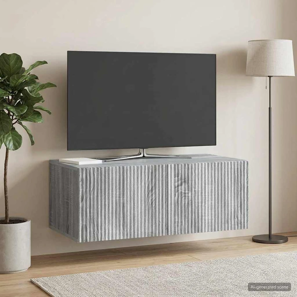 TV staliukas Sieninė TV spintelė 78,5 x 41 x 30 cm Pilka sonoma ąžuolo