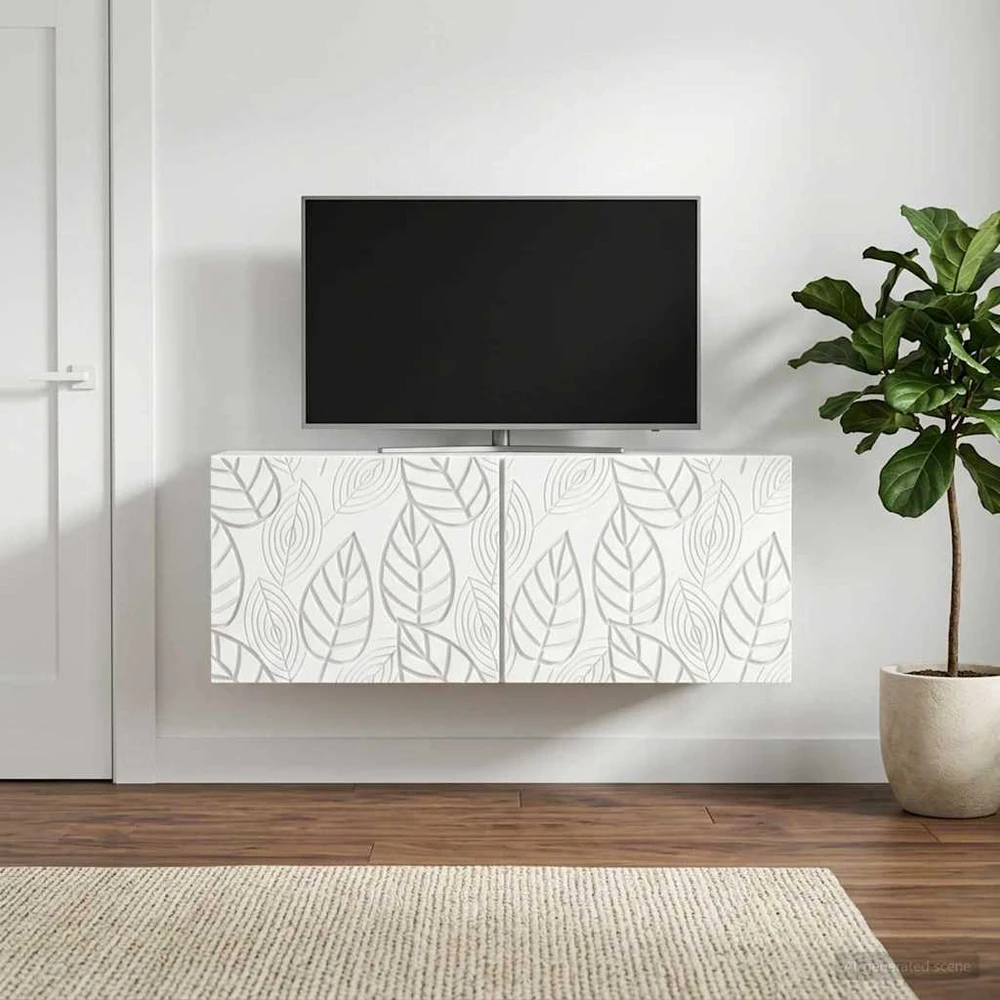 TV staliukas Sieninė TV spintelė 98 x 31 cm Balta Apdirbta mediena