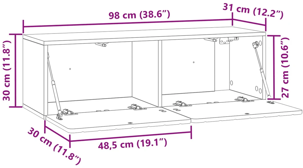 TV staliukas Sieninė TV spintelė 98 x 31 x 30 cm Balta Apdirbta mediena