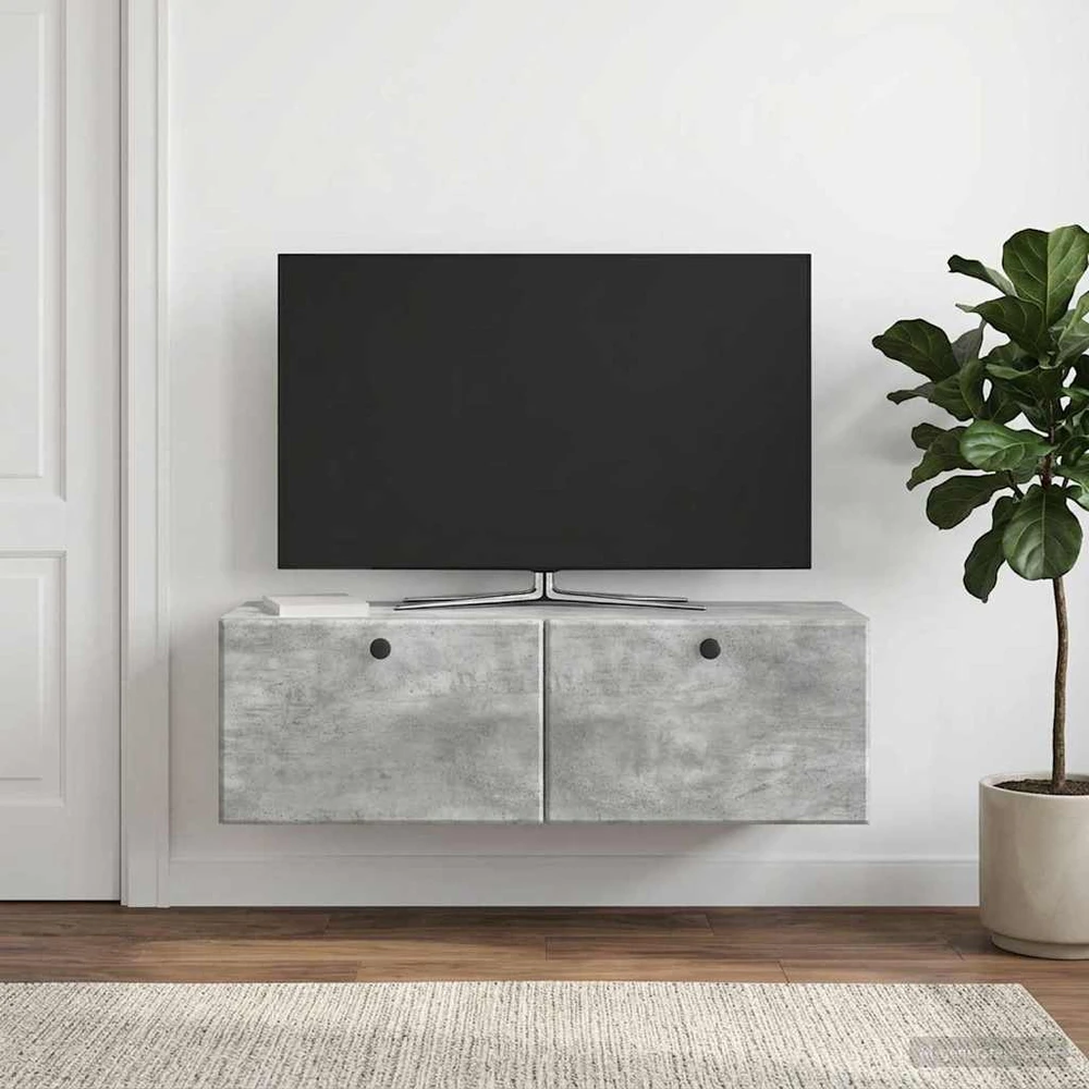 TV staliukas Sieninė TV spintelė 98 x 31 x 30 cm Betono pilka