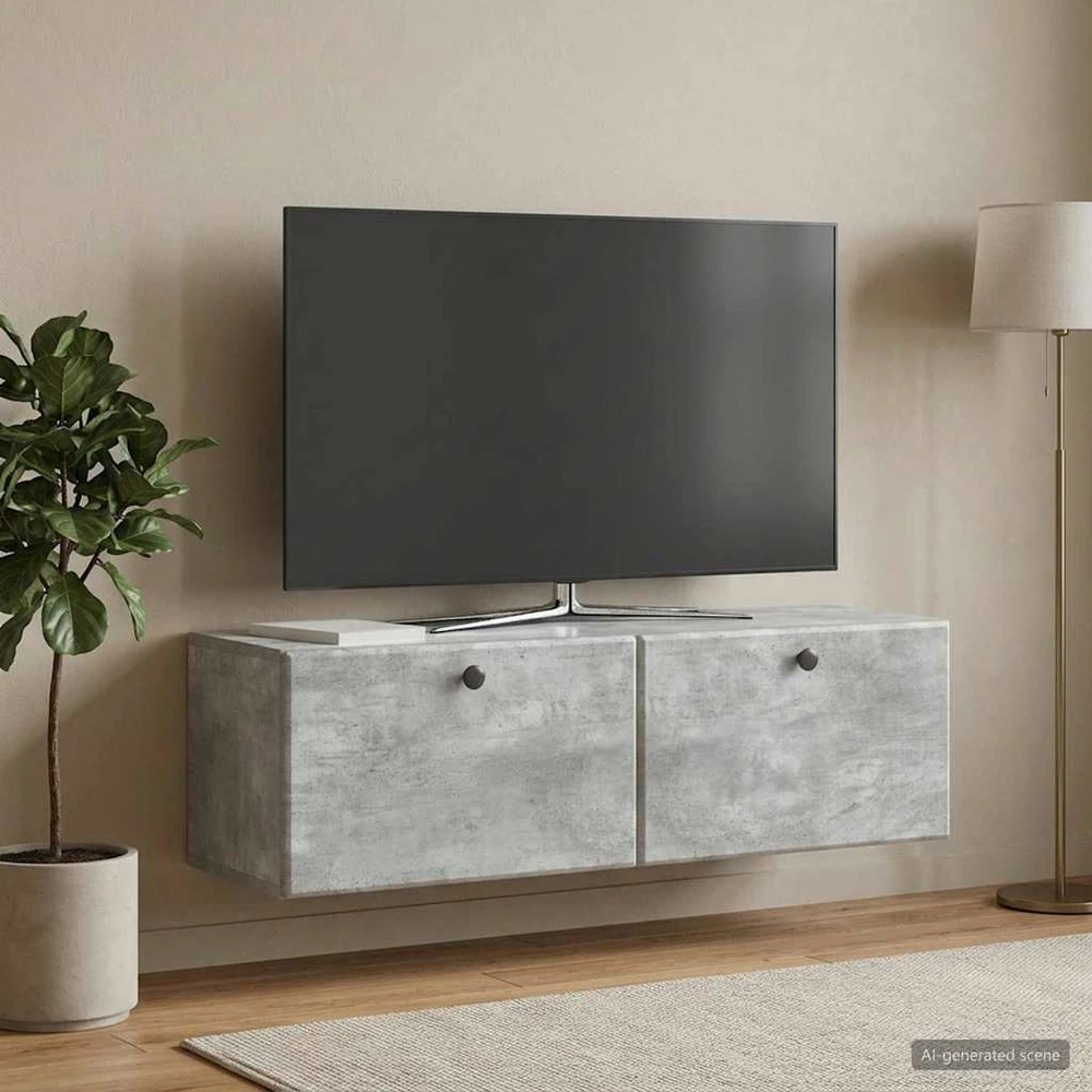 TV staliukas Sieninė TV spintelė 98 x 31 x 30 cm Betono pilka