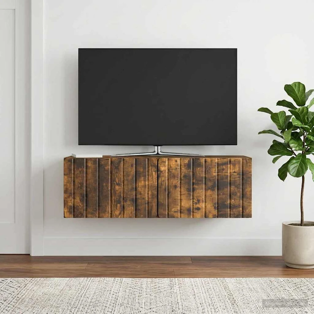 TV staliukas Sieninė TV spintelė 98 x 31 x 30 cm Dūminio ąžuolo