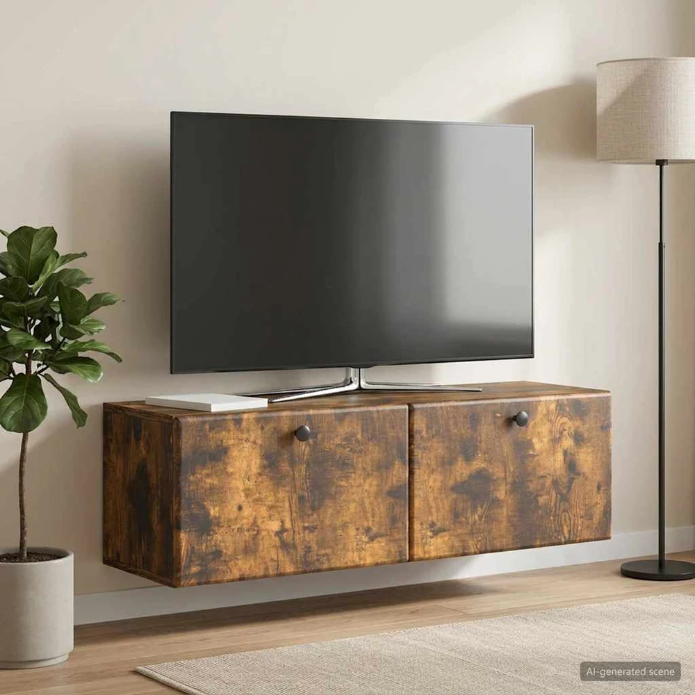 TV staliukas Sieninė TV spintelė 98 x 31 x 30 cm Dūminio ąžuolo