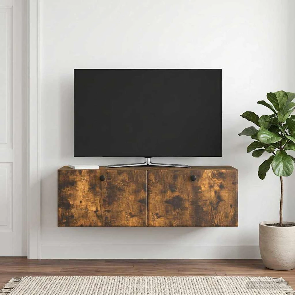 TV staliukas Sieninė TV spintelė 98 x 31 x 30 cm Dūminio ąžuolo