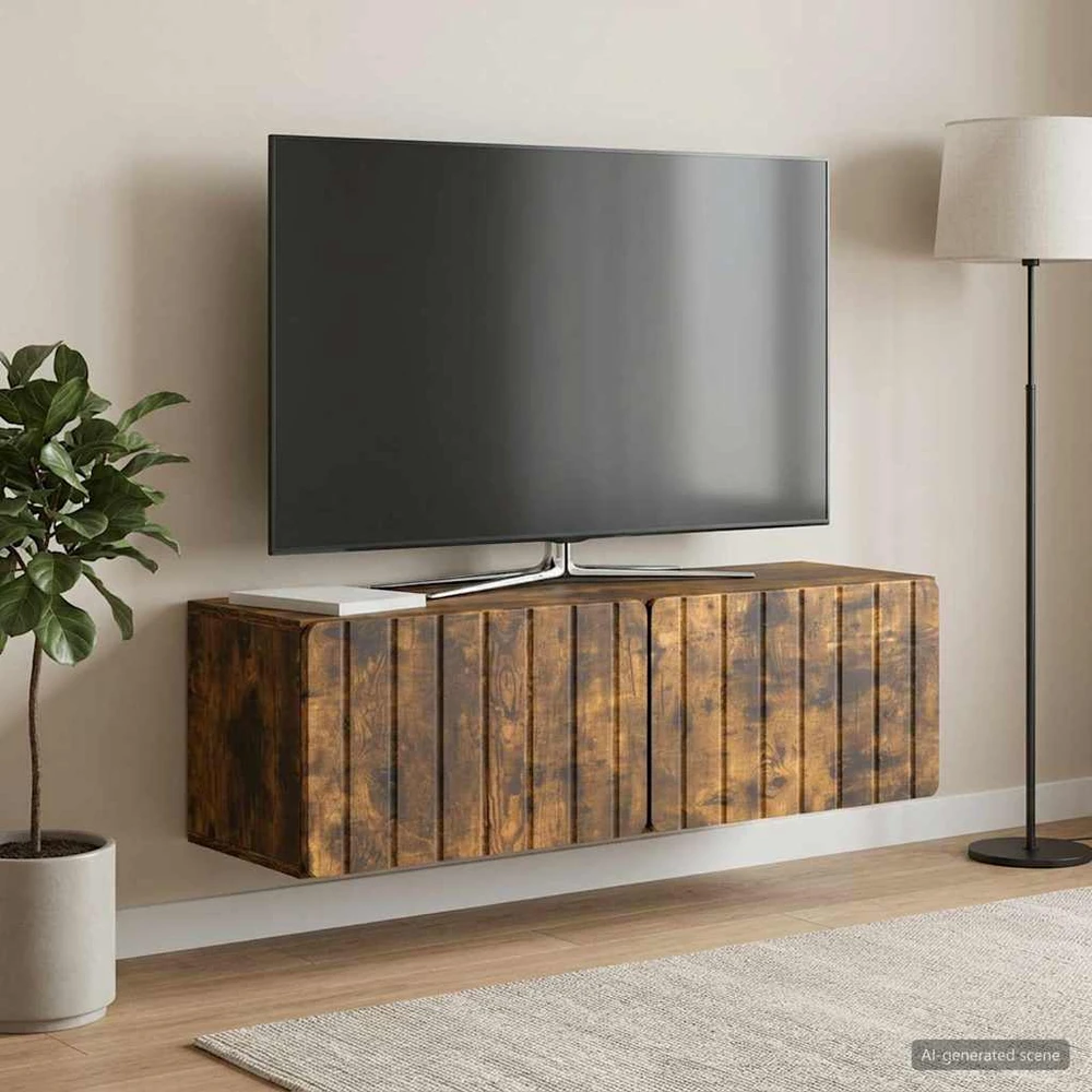 TV staliukas Sieninė TV spintelė 98 x 31 x 30 cm Dūminio ąžuolo