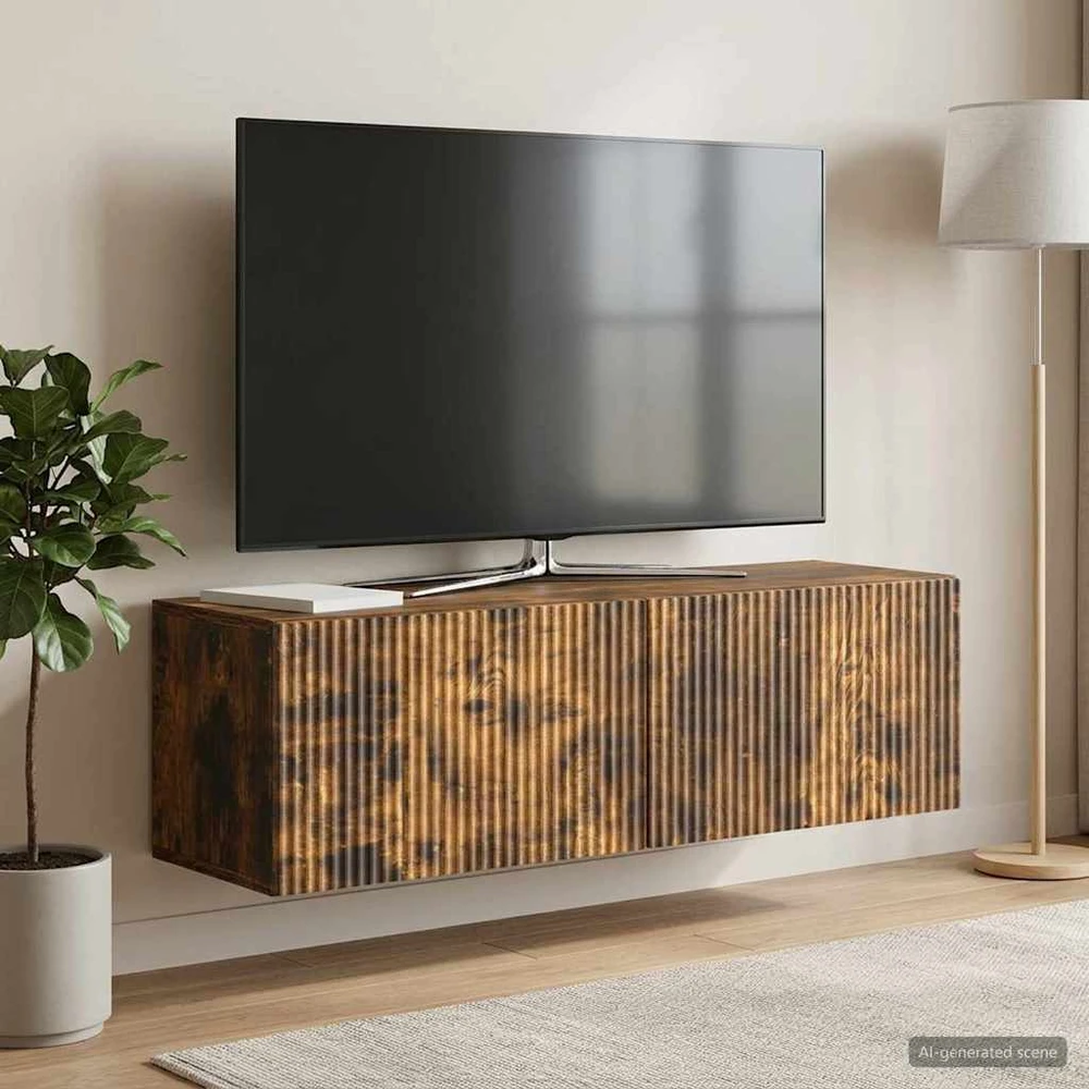 TV staliukas Sieninė TV spintelė 98 x 31 x 30 cm Dūminio ąžuolo