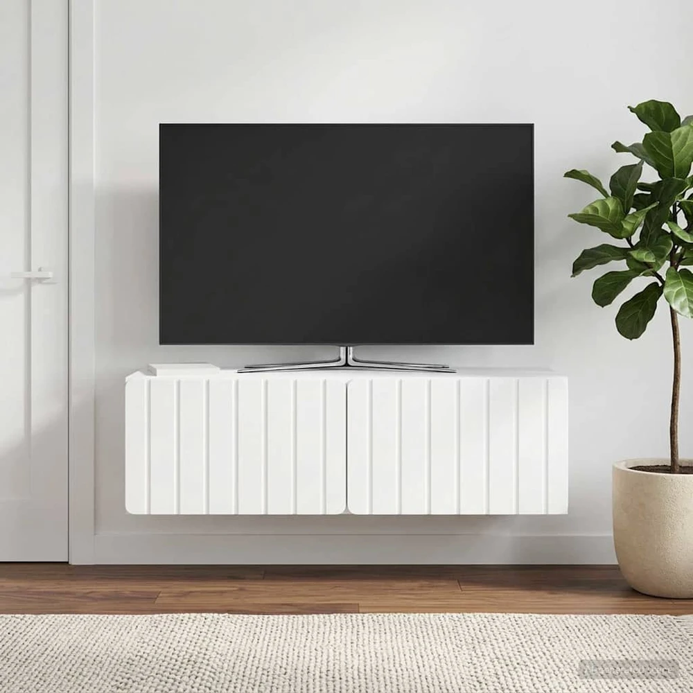 TV staliukas Sieninė TV spintelė 98 x 31 x 30 cm Itin blizgi balta