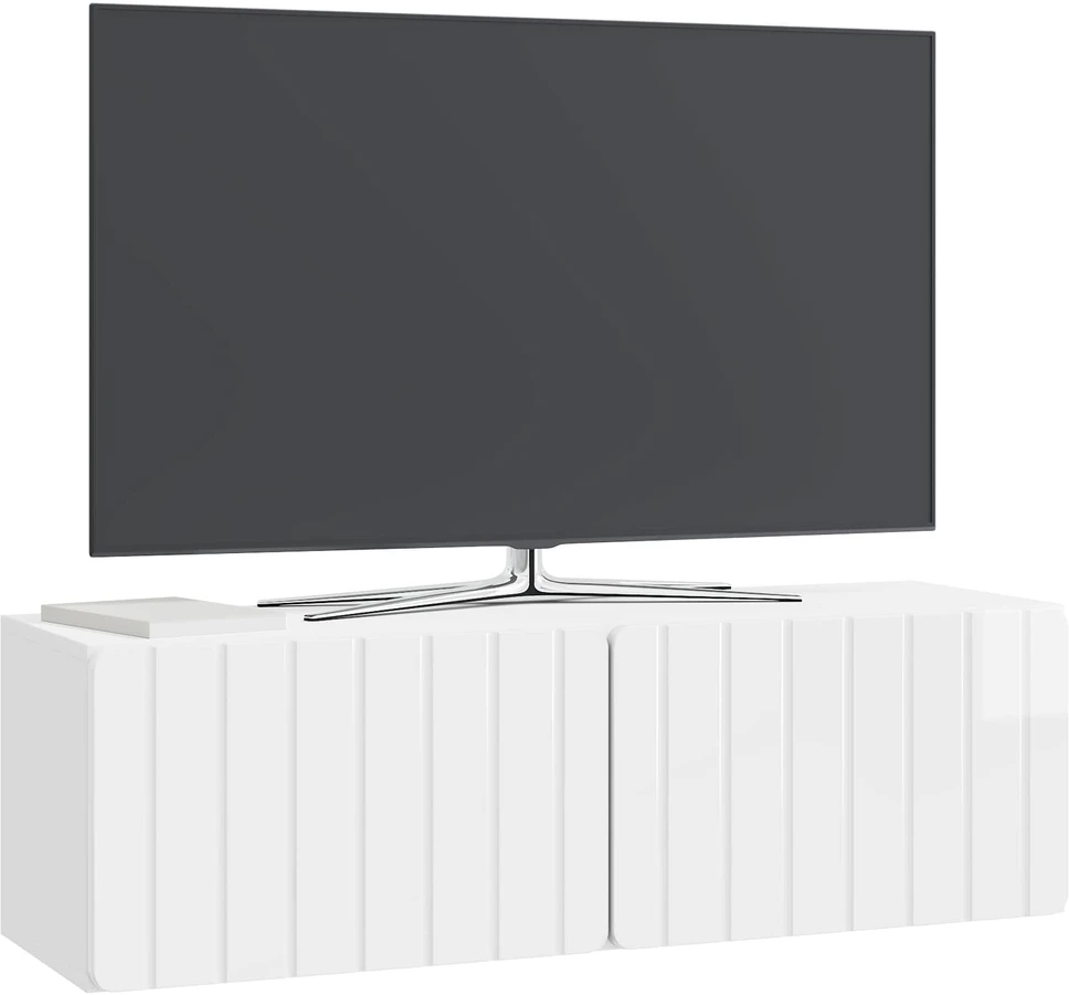 TV staliukas Sieninė TV spintelė 98 x 31 x 30 cm Itin blizgi balta