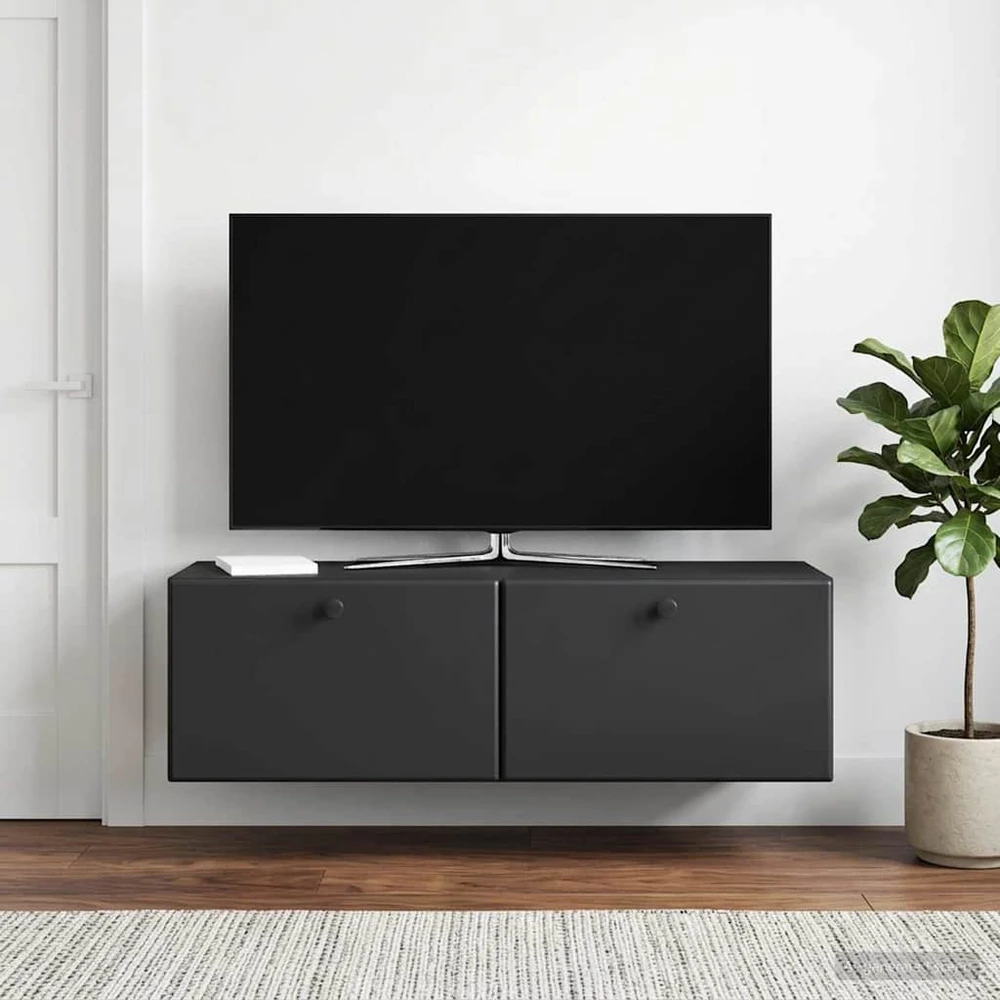 TV staliukas Sieninė TV spintelė 98 x 31 x 30 cm Juoda Apdirbta mediena