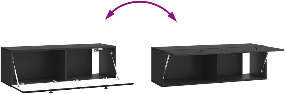 TV staliukas Sieninė TV spintelė 98 x 31 x 30 cm Juoda Apdirbta mediena