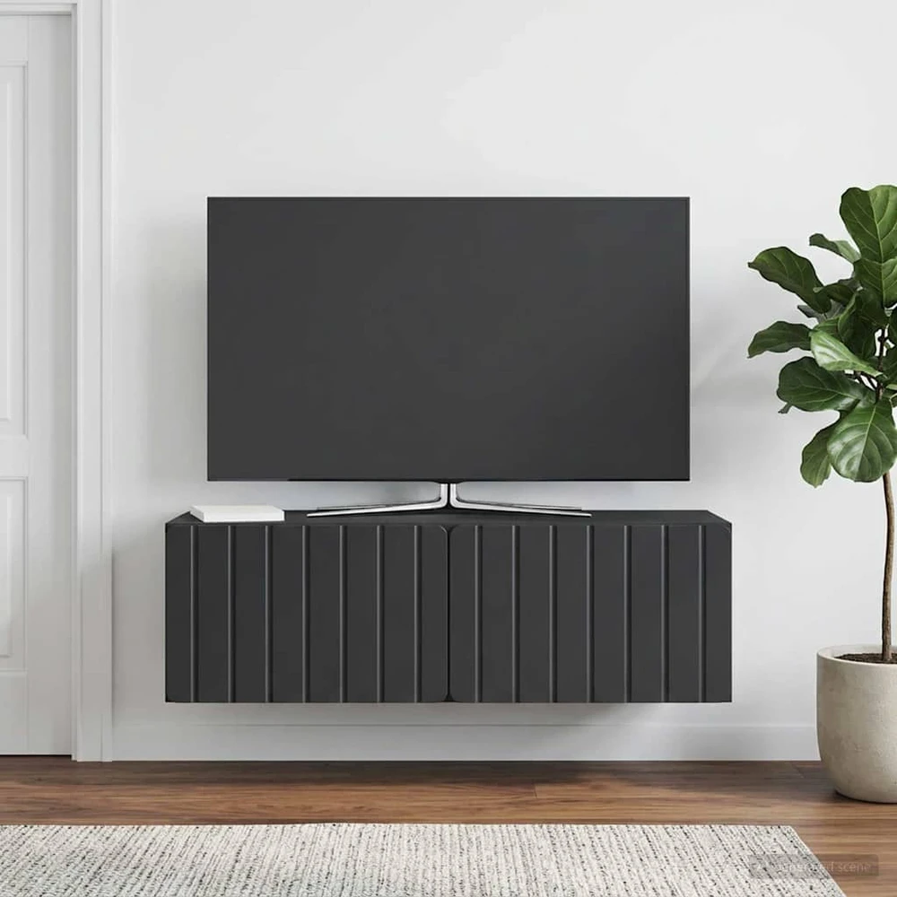 TV staliukas Sieninė TV spintelė 98 x 31 x 30 cm Juoda Apdirbta mediena