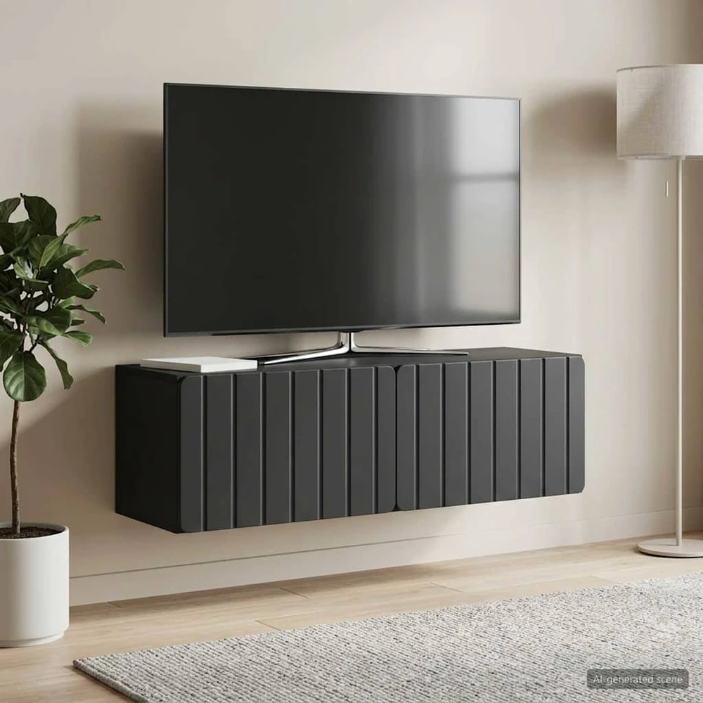 TV staliukas Sieninė TV spintelė 98 x 31 x 30 cm Juoda Apdirbta mediena