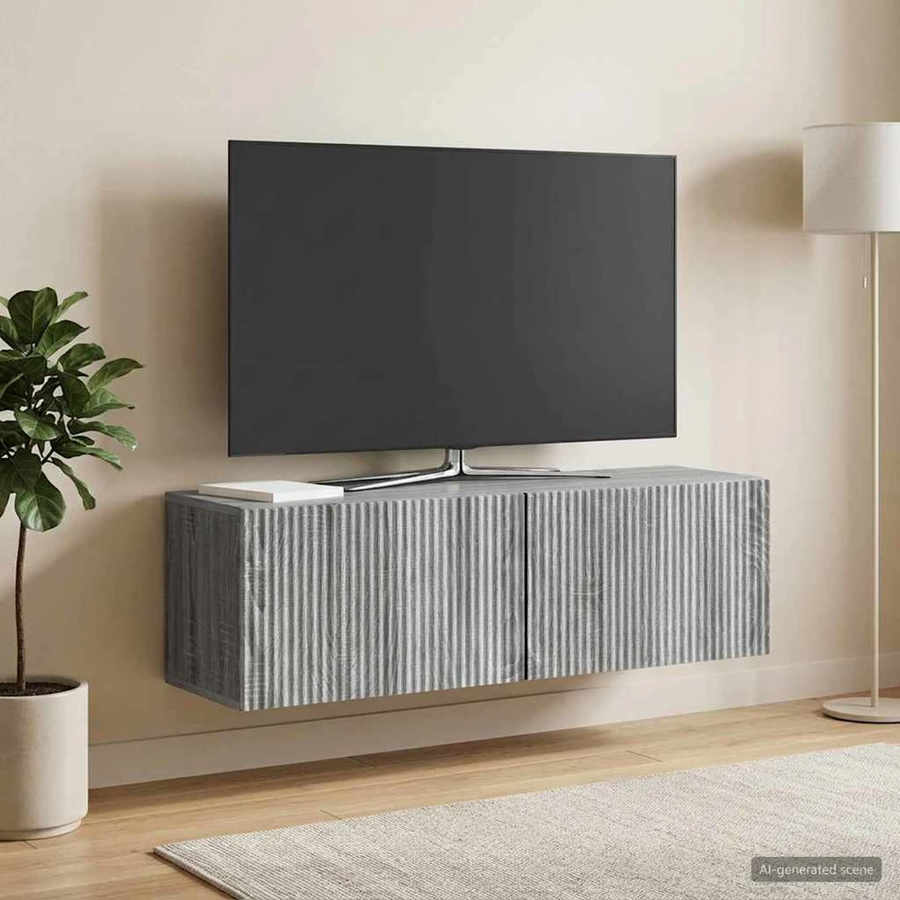 TV staliukas Sieninė TV spintelė 98 x 31 x 30 cm Pilka sonoma ąžuolo