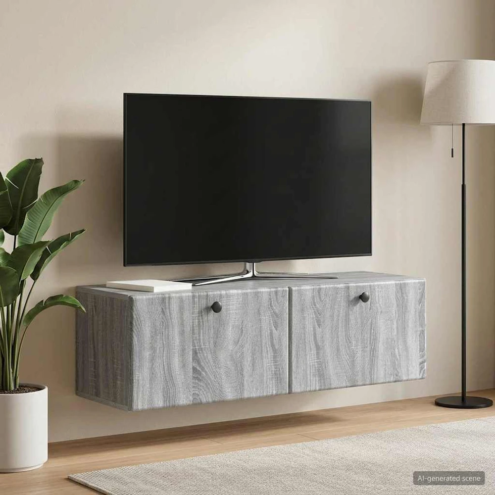 TV staliukas Sieninė TV spintelė 98 x 31 x 30 cm Pilka Sonoma