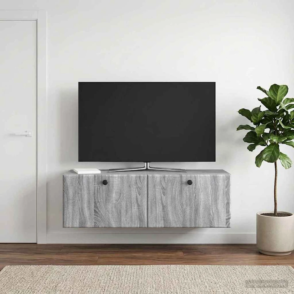 TV staliukas Sieninė TV spintelė 98 x 31 x 30 cm Pilka Sonoma