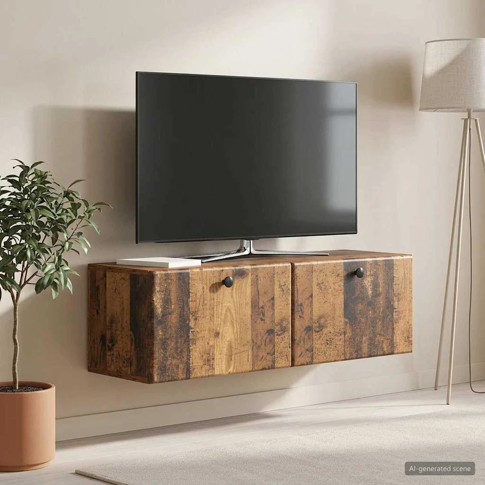 TV staliukas Sieninė TV spintelė 98 x 31 x 30 cm Sendintos medienos
