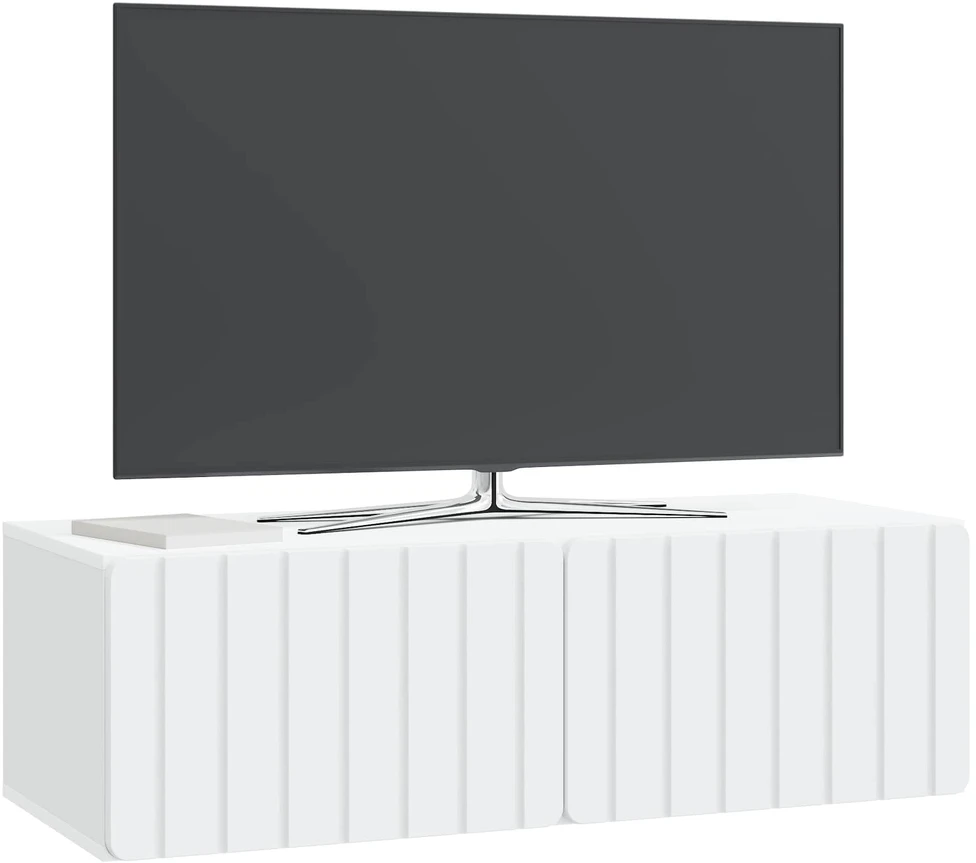 TV staliukas Sieninė TV spintelė 98 x 41 x 30 cm Balta Apdirbta mediena
