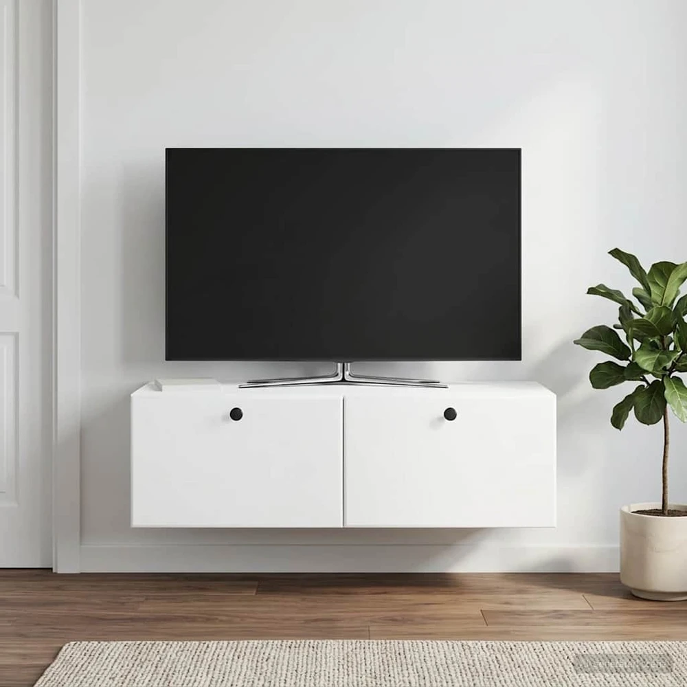 TV staliukas Sieninė TV spintelė 98 x 41 x 30 cm Balta Apdirbta mediena