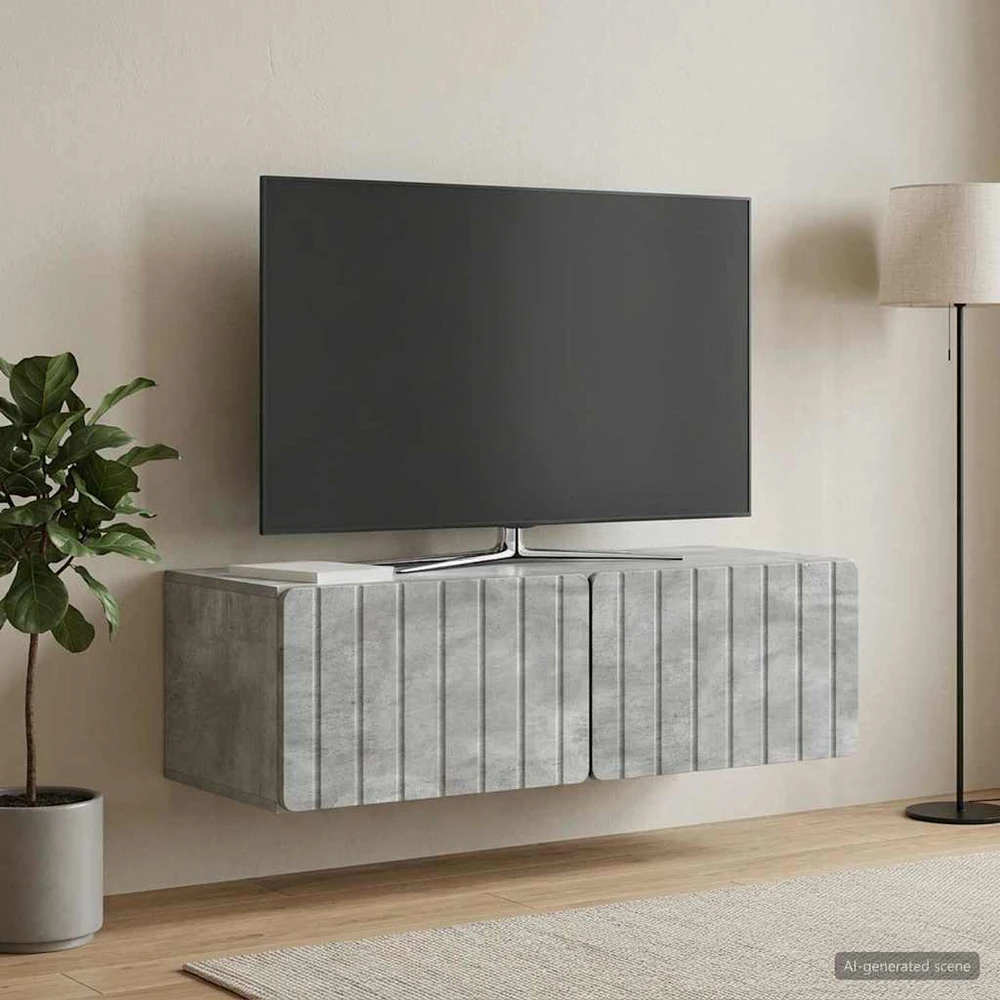 TV staliukas Sieninė TV spintelė 98 x 41 x 30 cm Betono pilka