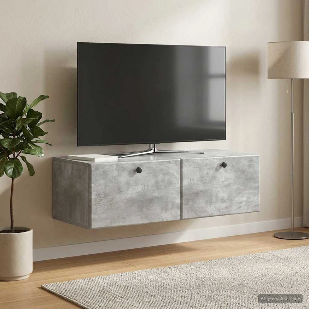 TV staliukas Sieninė TV spintelė 98 x 41 x 30 cm Betono pilka