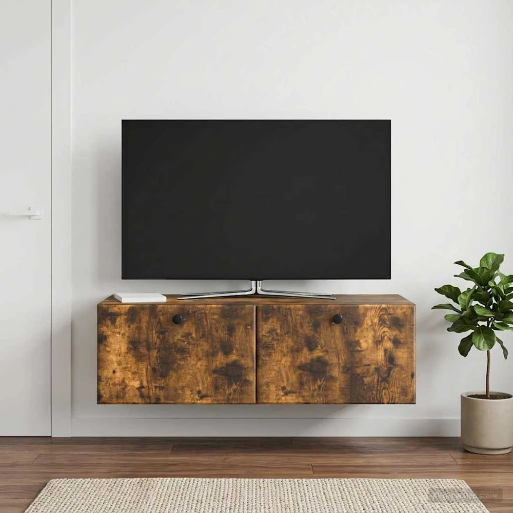 TV staliukas Sieninė TV spintelė 98 x 41 x 30 cm Dūminio ąžuolo