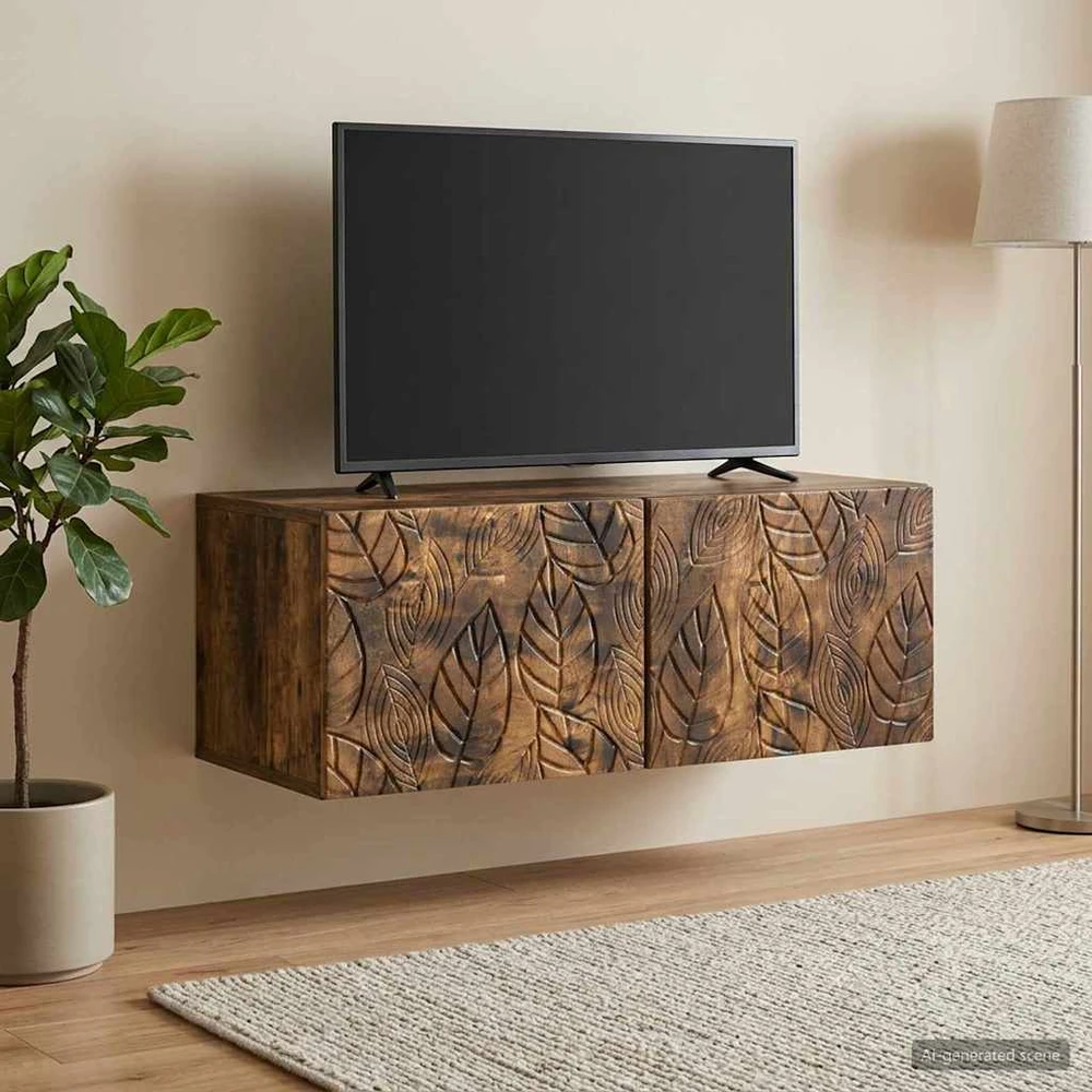 TV staliukas Sieninė TV spintelė 98 x 41 x 30 cm Dūminio ąžuolo