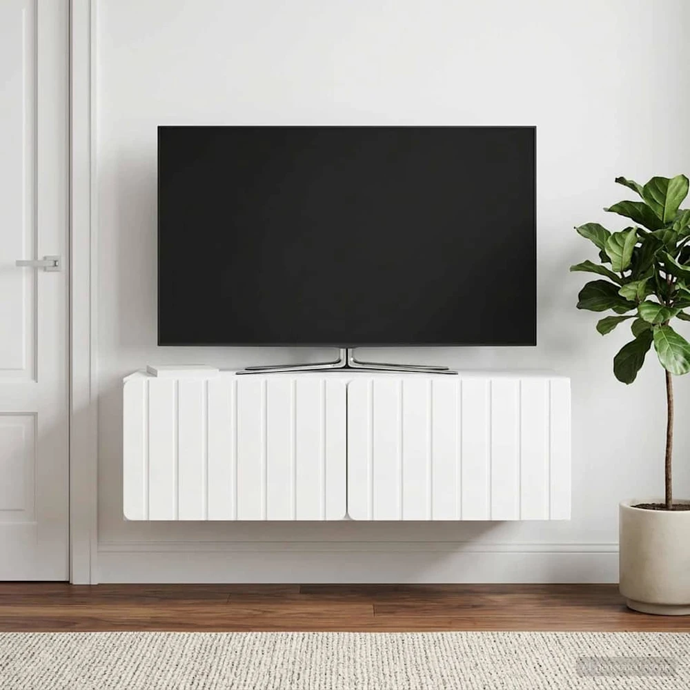 TV staliukas Sieninė TV spintelė 98 x 41 x 30 cm Itin blizgi balta