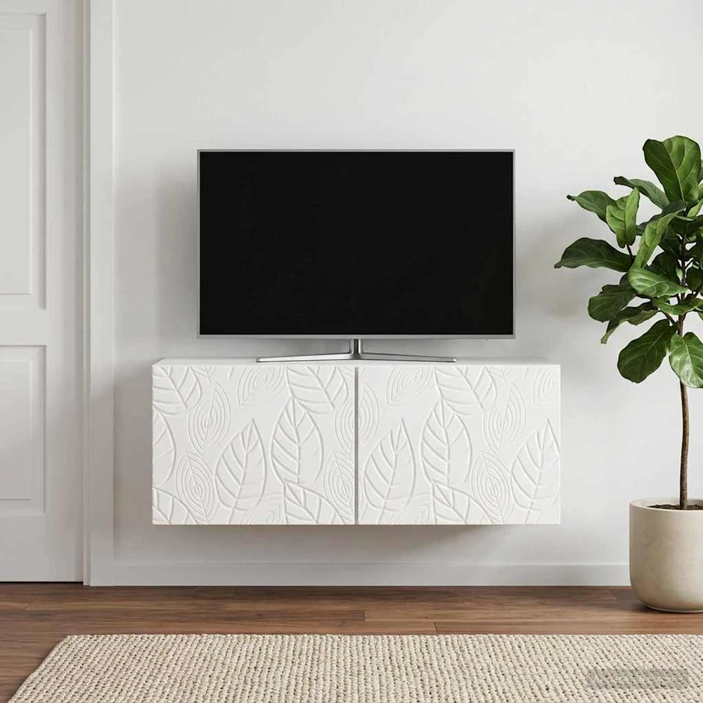 TV staliukas Sieninė TV spintelė 98 x 41 x 30 cm Itin blizgi balta