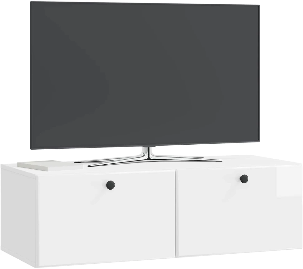 TV staliukas Sieninė TV spintelė 98 x 41 x 30 cm Itin blizgi balta