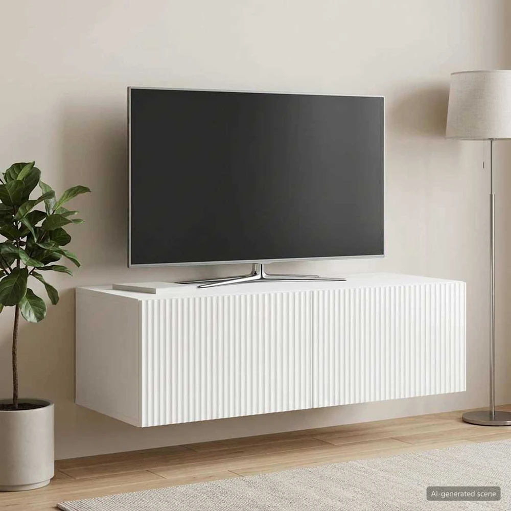 TV staliukas Sieninė TV spintelė 98 x 41 x 30 cm Itin blizgi balta