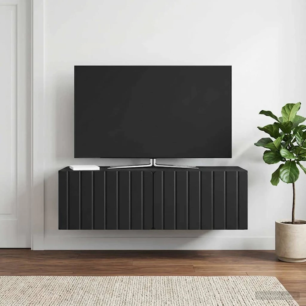 TV staliukas Sieninė TV spintelė 98 x 41 x 30 cm Juoda Apdirbta mediena