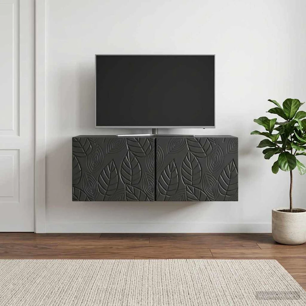 TV staliukas Sieninė TV spintelė 98 x 41 x 30 cm Juoda Apdirbta mediena