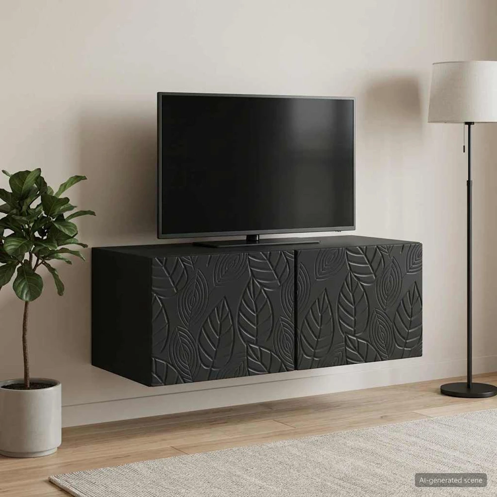 TV staliukas Sieninė TV spintelė 98 x 41 x 30 cm Juoda Apdirbta mediena