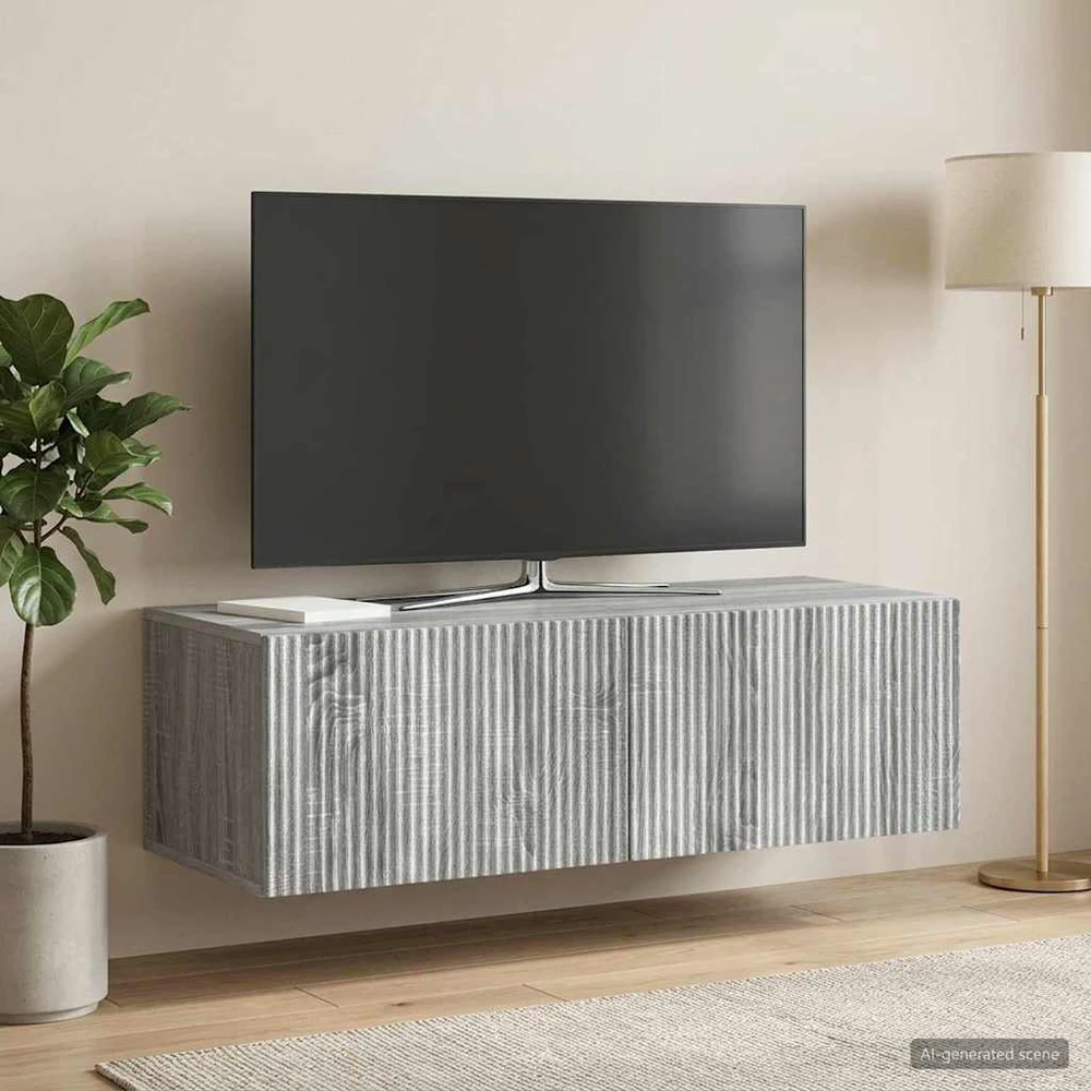 TV staliukas Sieninė TV spintelė 98 x 41 x 30 cm Pilka sonoma ąžuolo