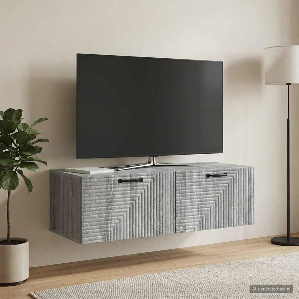 TV staliukas Sieninė TV spintelė 98 x 41 x 30 cm Pilka sonoma ąžuolo