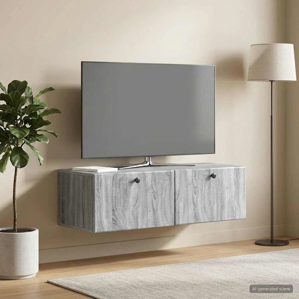 TV staliukas Sieninė TV spintelė 98 x 41 x 30 cm Pilka Sonoma