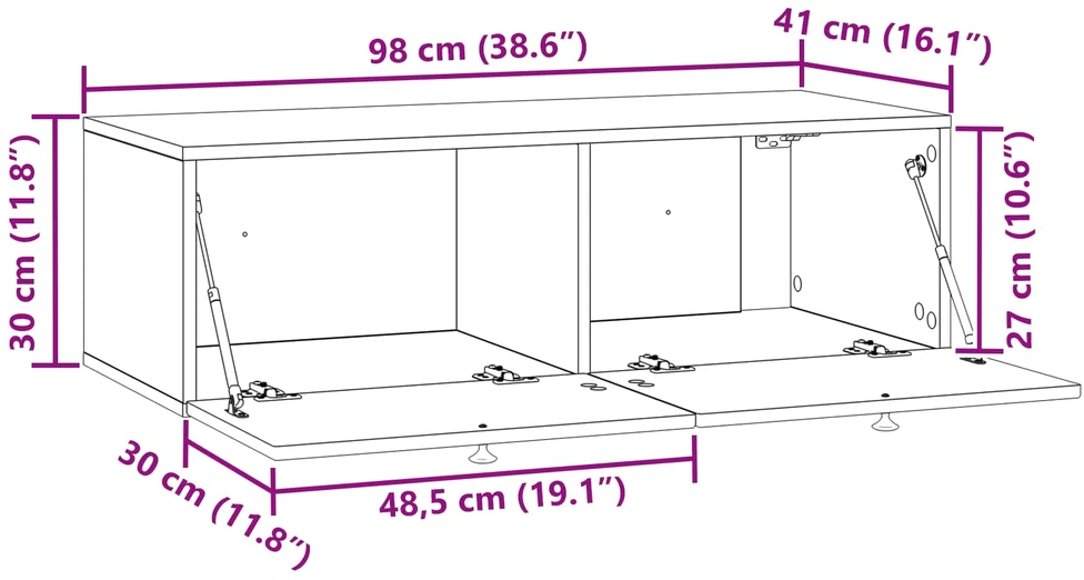 TV staliukas Sieninė TV spintelė 99 x 41 x 30 cm Balta Apdirbta mediena