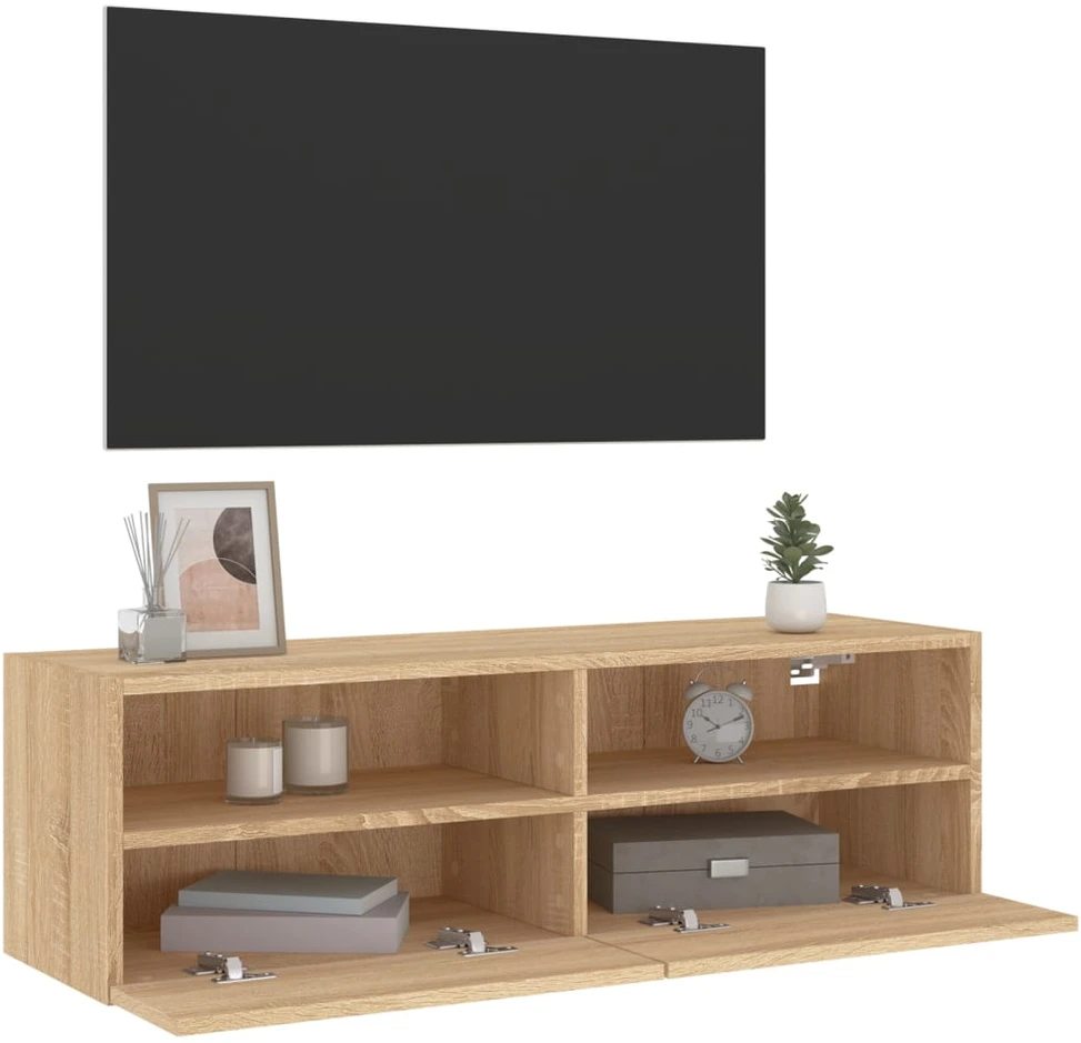 TV staliukas Sieninė TV spintelė, ąžuolo, 100x30x30cm, apdirbta mediena
