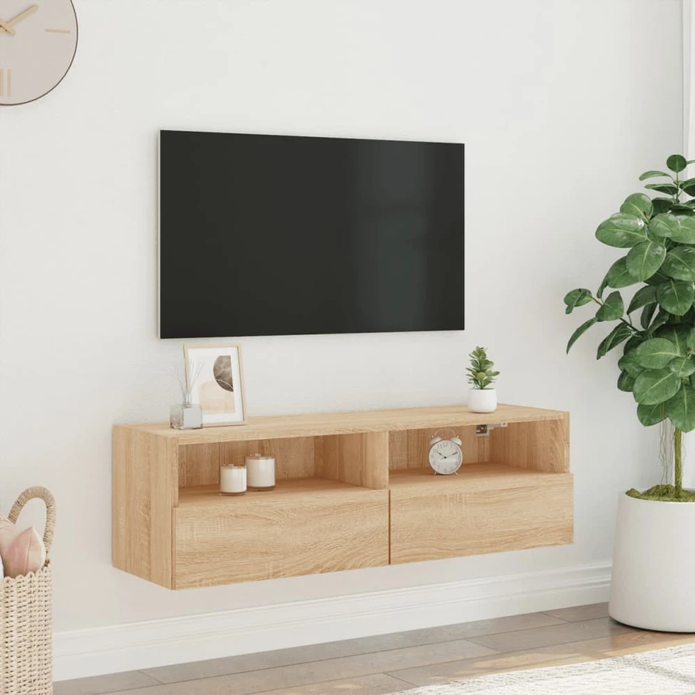 TV staliukas Sieninė TV spintelė, ąžuolo, 100x30x30cm, apdirbta mediena