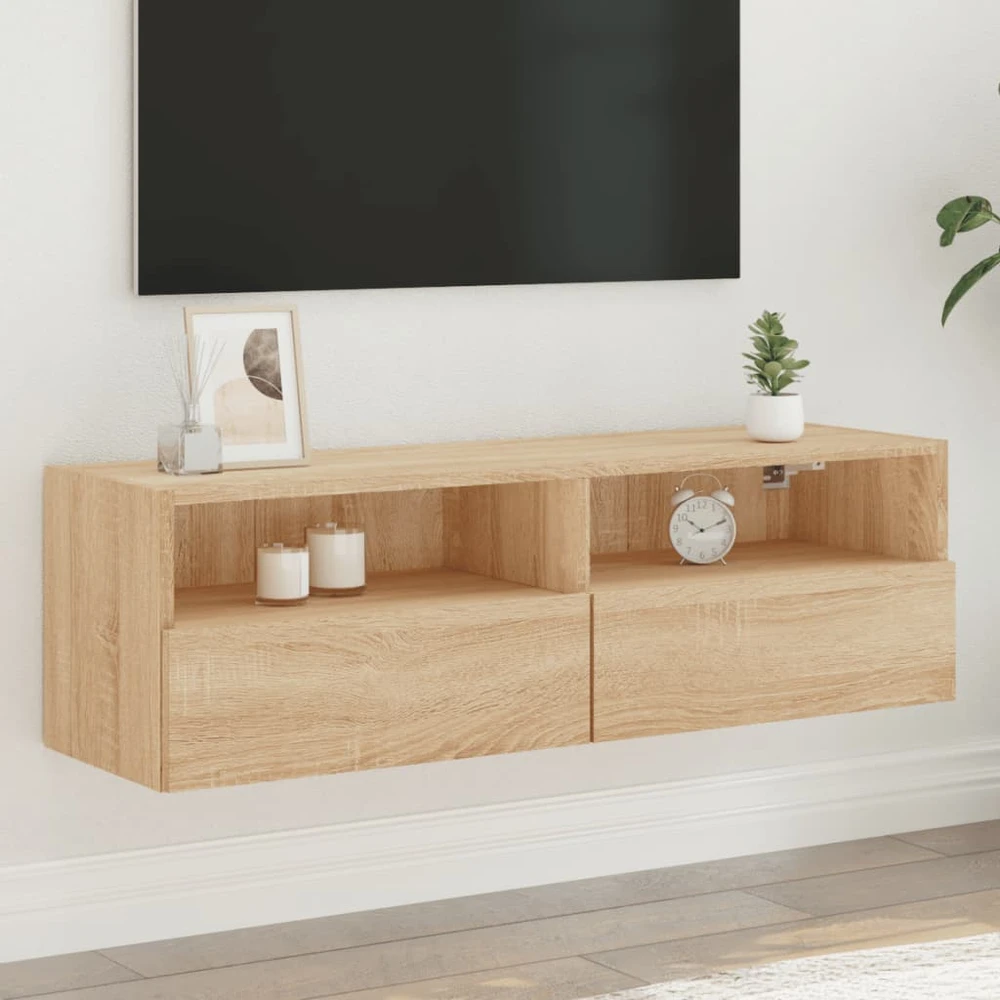 TV staliukas Sieninė TV spintelė, ąžuolo, 100x30x30cm, apdirbta mediena