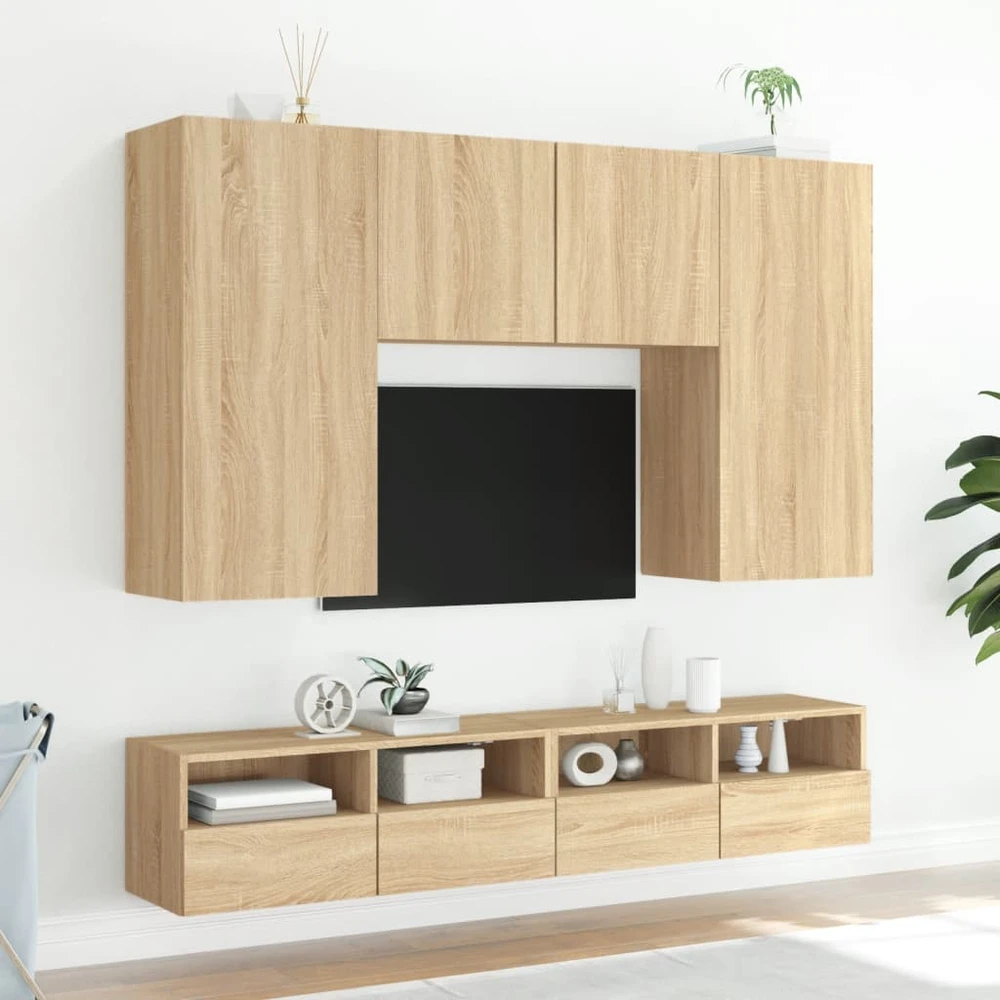 TV staliukas Sieninė TV spintelė, ąžuolo, 100x30x30cm, apdirbta mediena