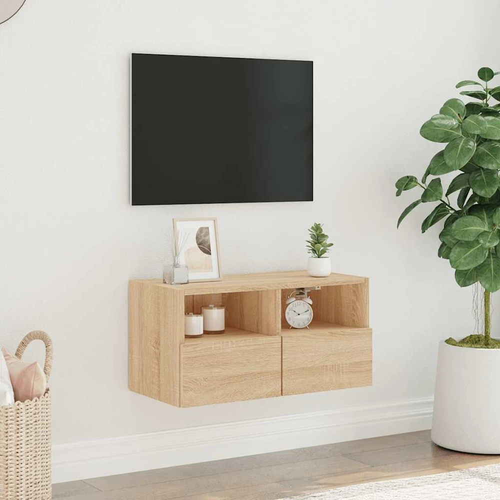 TV staliukas Sieninė TV spintelė, ąžuolo, 60x30x30cm, apdirbta mediena