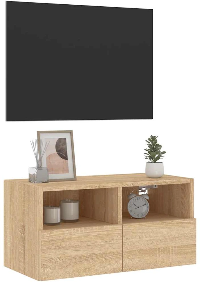 TV staliukas Sieninė TV spintelė, ąžuolo, 60x30x30cm, apdirbta mediena