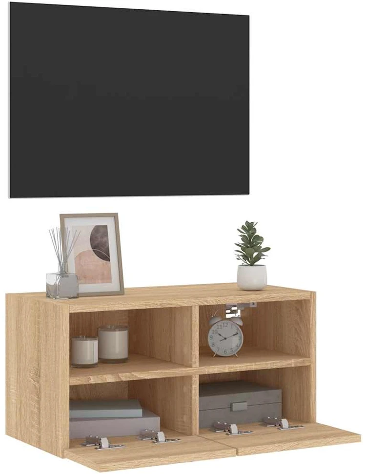 TV staliukas Sieninė TV spintelė, ąžuolo, 60x30x30cm, apdirbta mediena