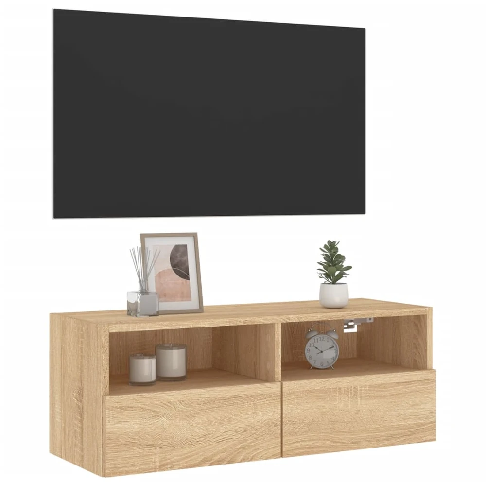 TV staliukas Sieninė TV spintelė, ąžuolo, 80x30x30cm, apdirbta mediena