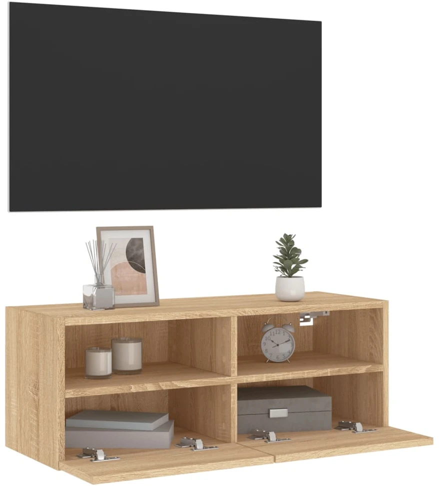 TV staliukas Sieninė TV spintelė, ąžuolo, 80x30x30cm, apdirbta mediena